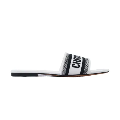 Dior Dway Slide Embroidered Monogram White Sandals 02