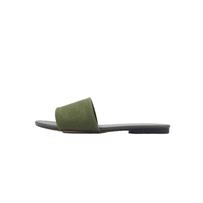 Dior Dway Slide Dark Green Embroidered Cotton 01