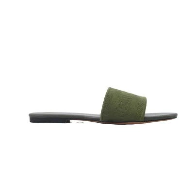 Dior Dway Slide Dark Green Embroidered Cotton 02
