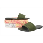 Dior Dway Slide Dark Green Embroidered Cotton