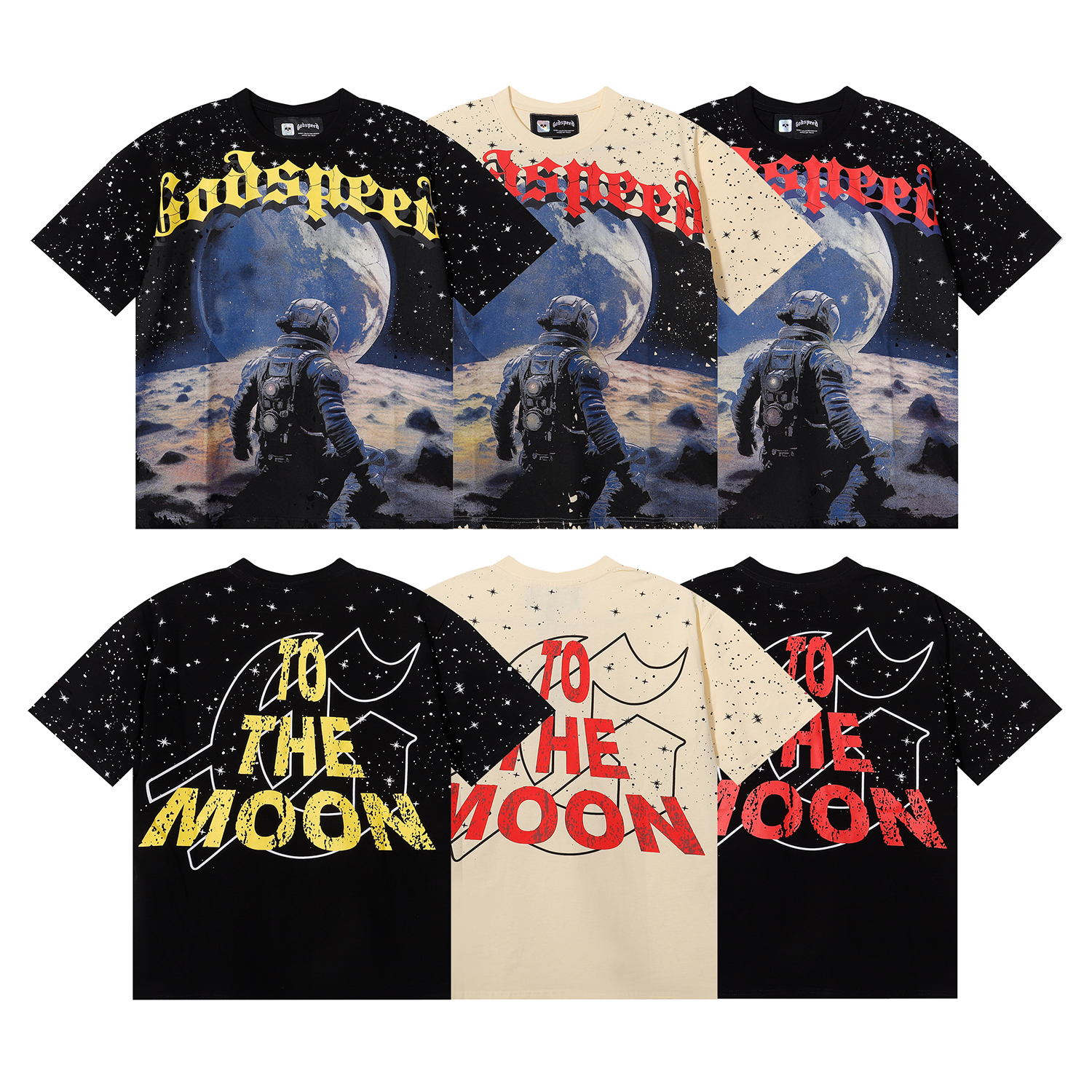 Godspeed No Looking Back T-Shirt #7072 Black Red/Apricot/Black Yellow