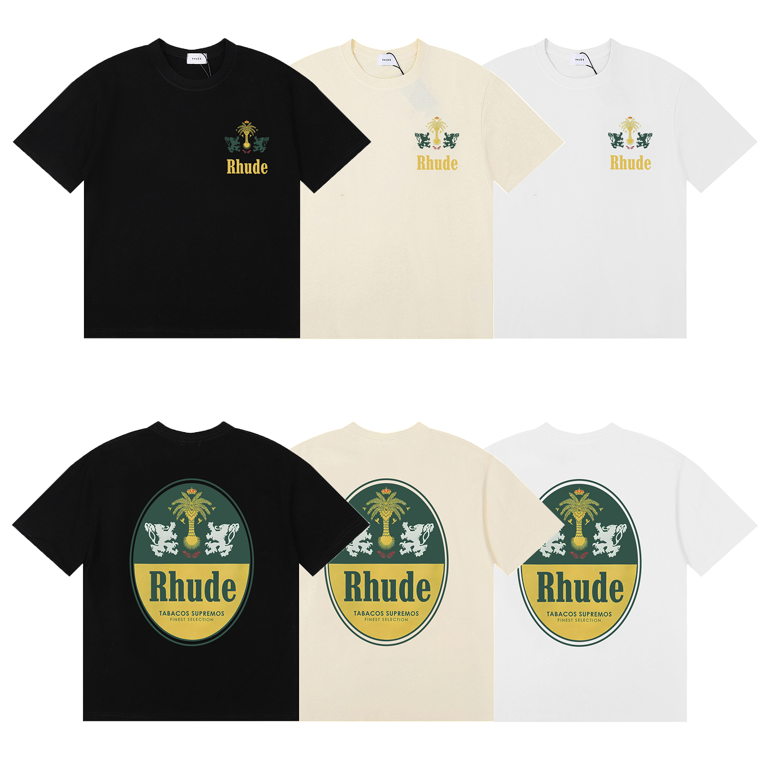 Rhude Tabaco Logo T-Shirt #50171 Vintage White/Black/Apricot