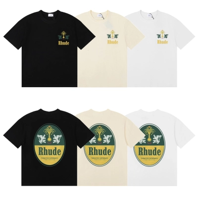 Rhude Tabaco Logo T-Shirt #50171 Vintage White/Black/Apricot 02