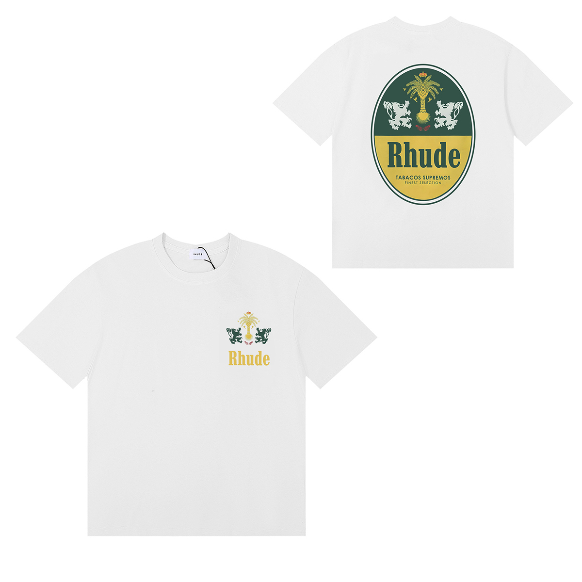Rhude Tabaco Logo T-Shirt #50171 Vintage White/Black/Apricot