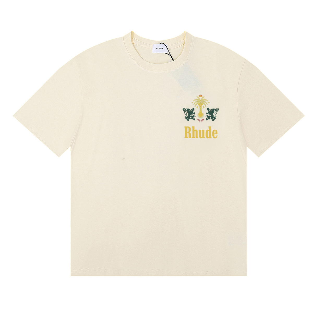 Rhude Tabaco Logo T-Shirt #50171 Vintage White/Black/Apricot