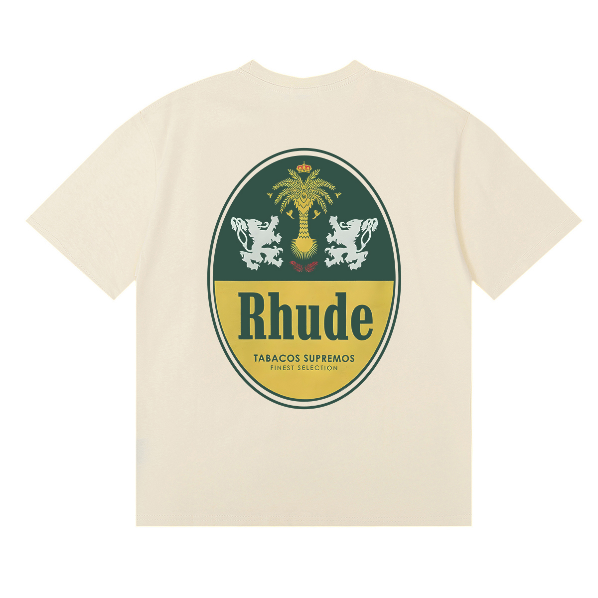 Rhude Tabaco Logo T-Shirt #50171 Vintage White/Black/Apricot