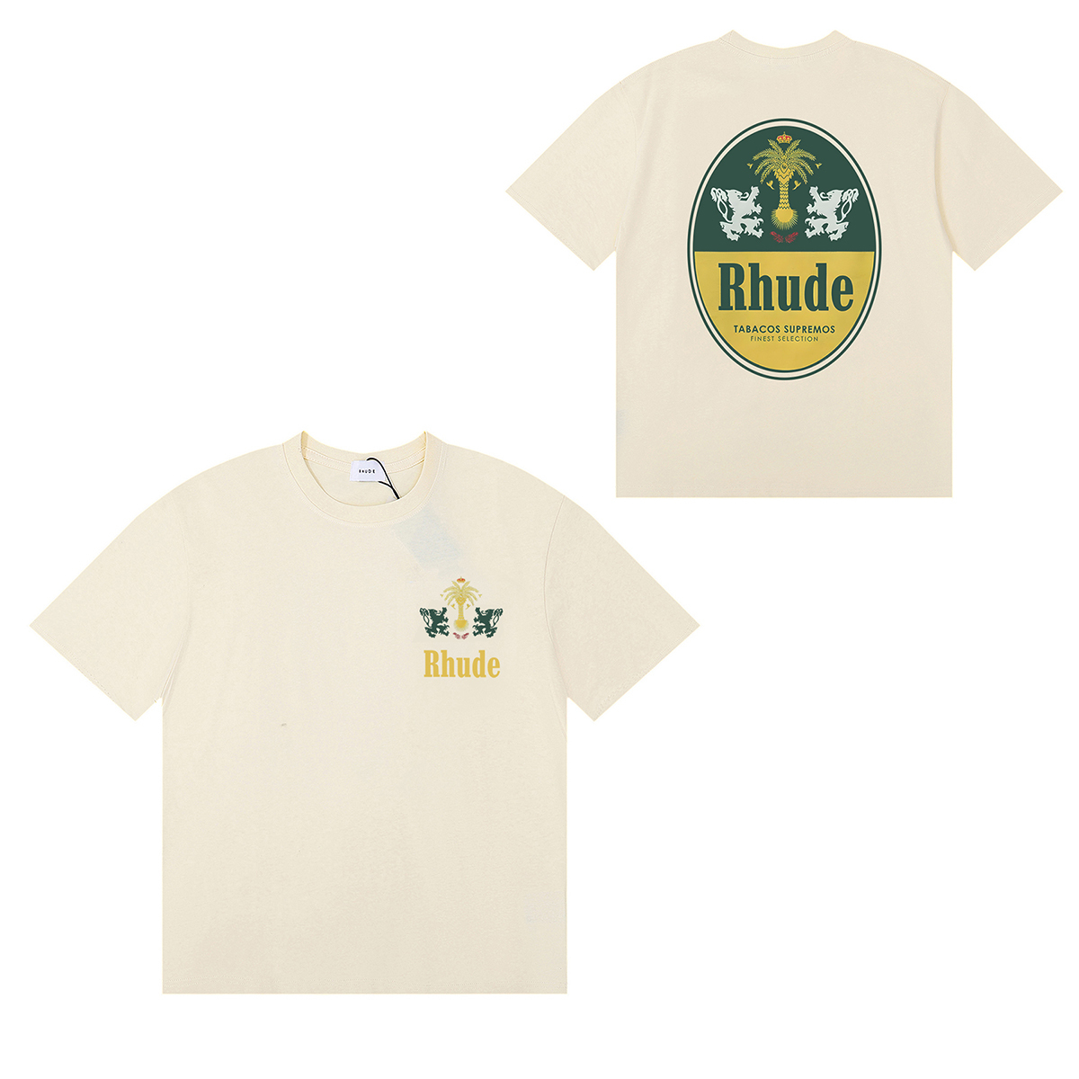 Rhude Tabaco Logo T-Shirt #50171 Vintage White/Black/Apricot