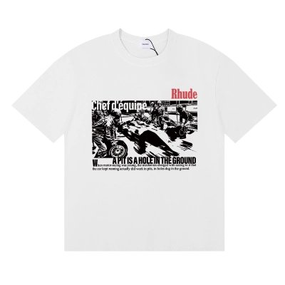 Rhude Champions Du Monde T-shirt #50170 Vintage White/Black/Apricot 01