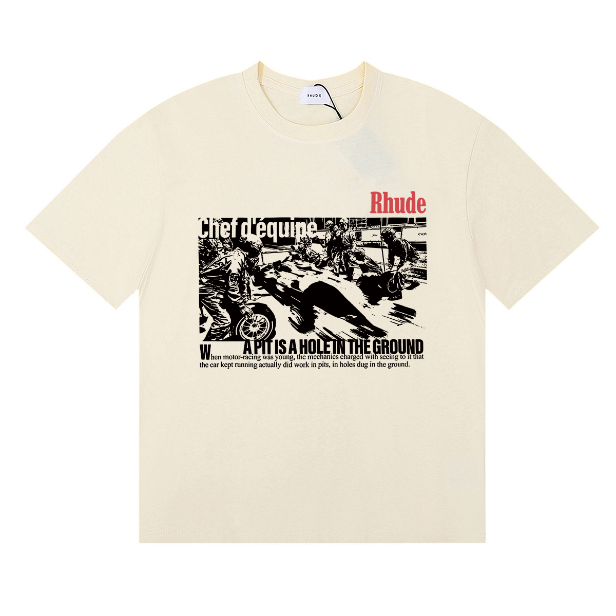 Rhude Champions Du Monde T-shirt #50170 Vintage White/Black/Apricot