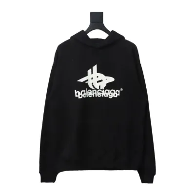 Balenciaga Double Print Logo Hoodie Black 01