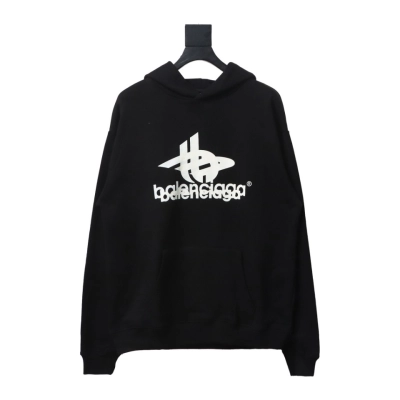 Balenciaga Double Print Logo Hoodie Black 01