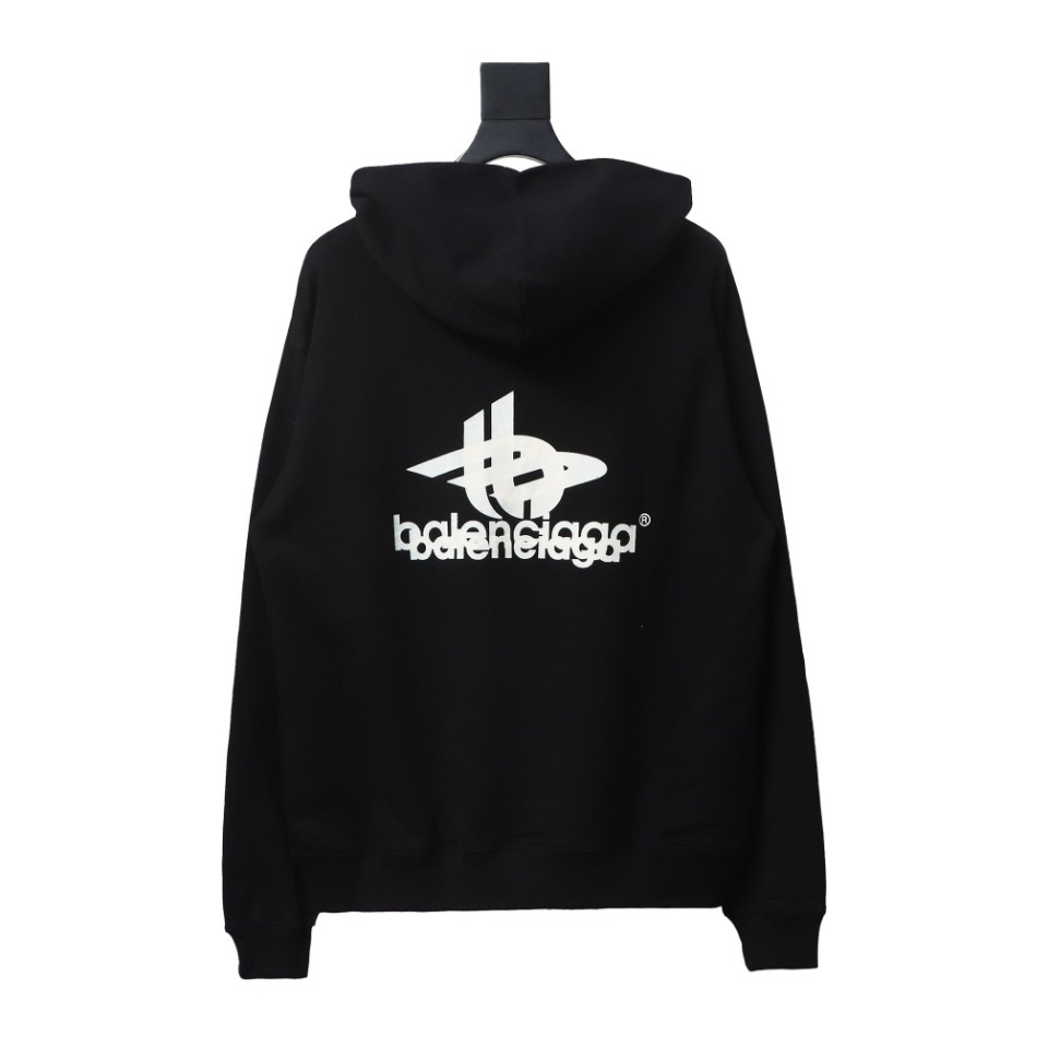 Balenciaga Double Print Logo Hoodie Black