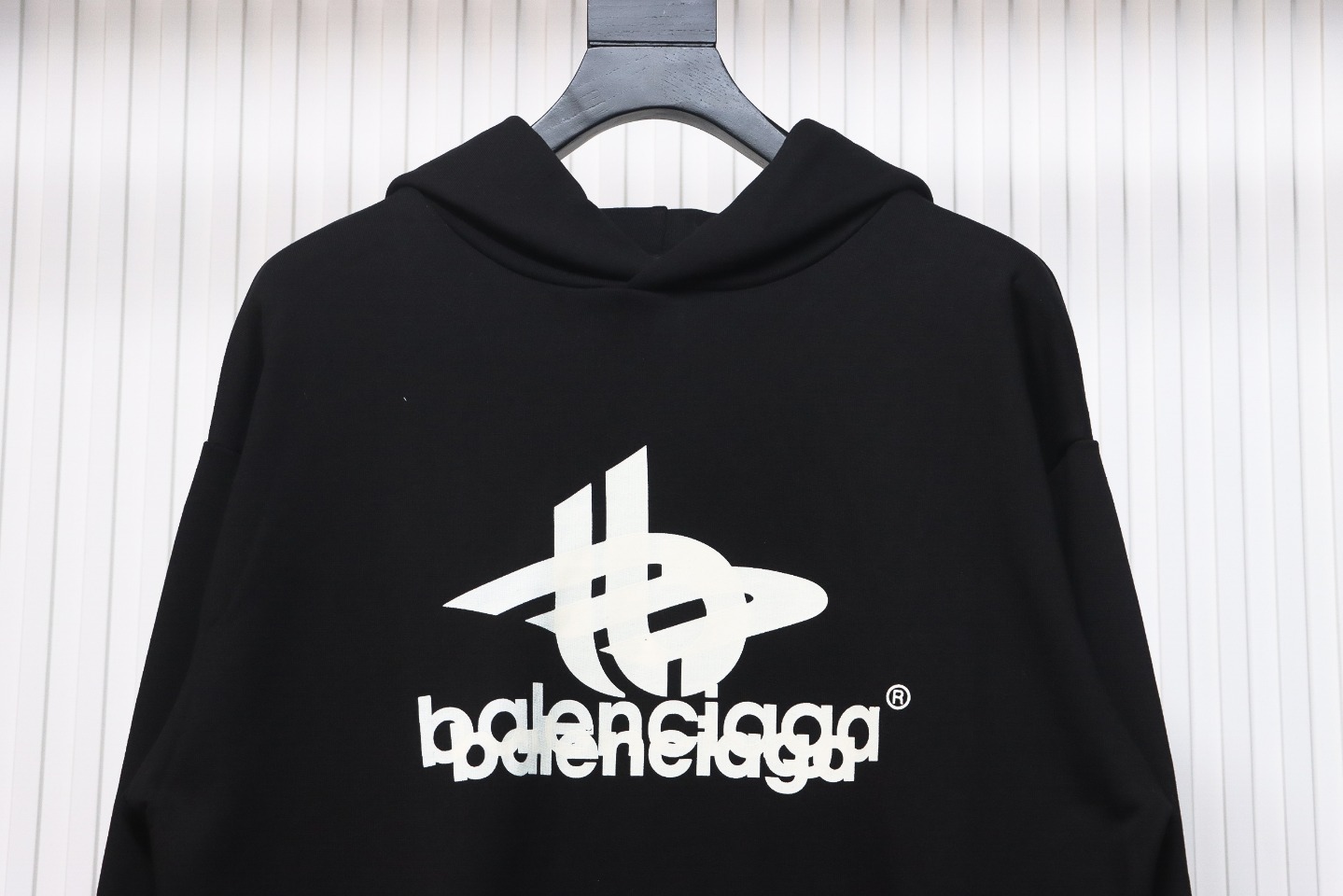 Balenciaga Double Print Logo Hoodie Black