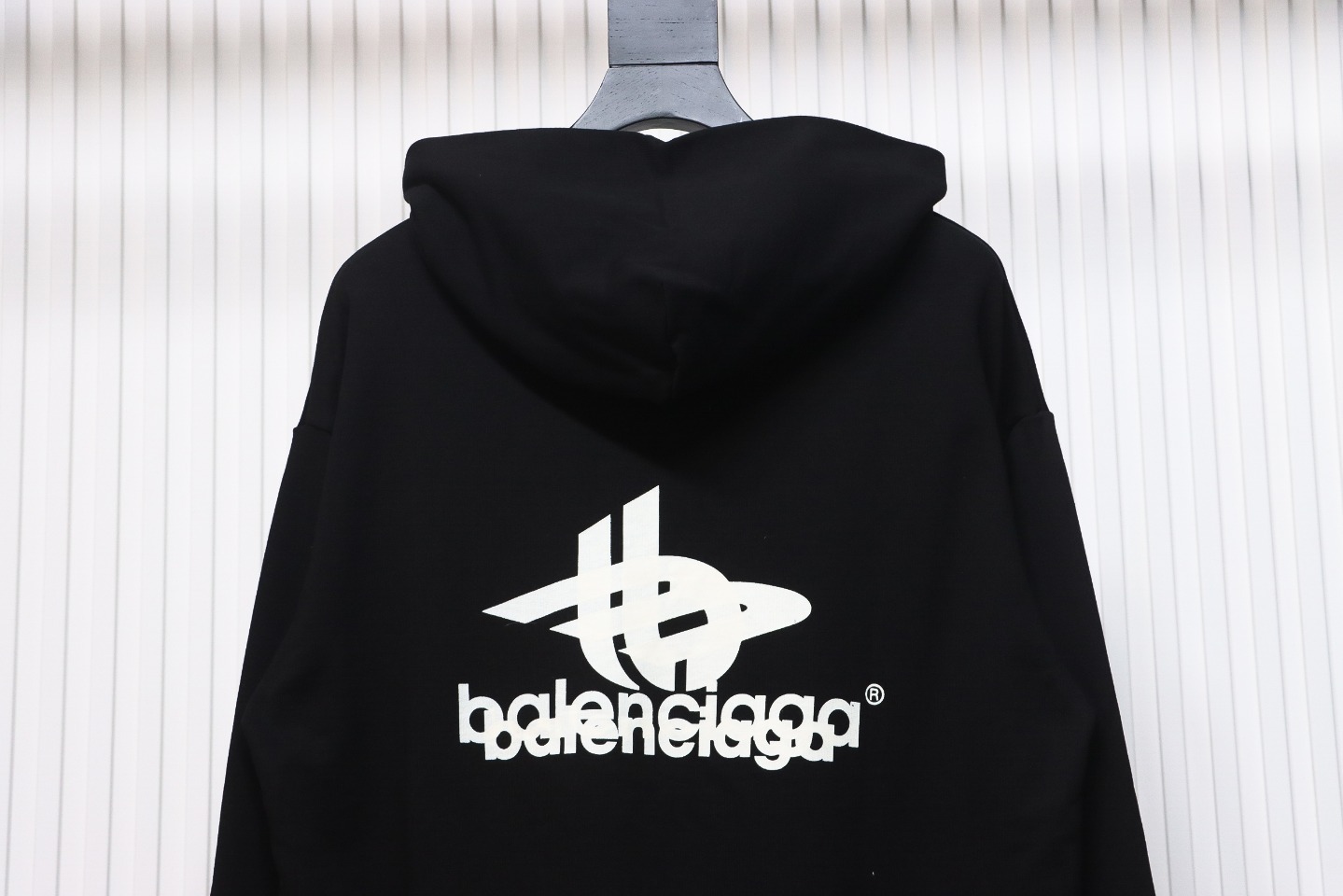 Balenciaga Double Print Logo Hoodie Black