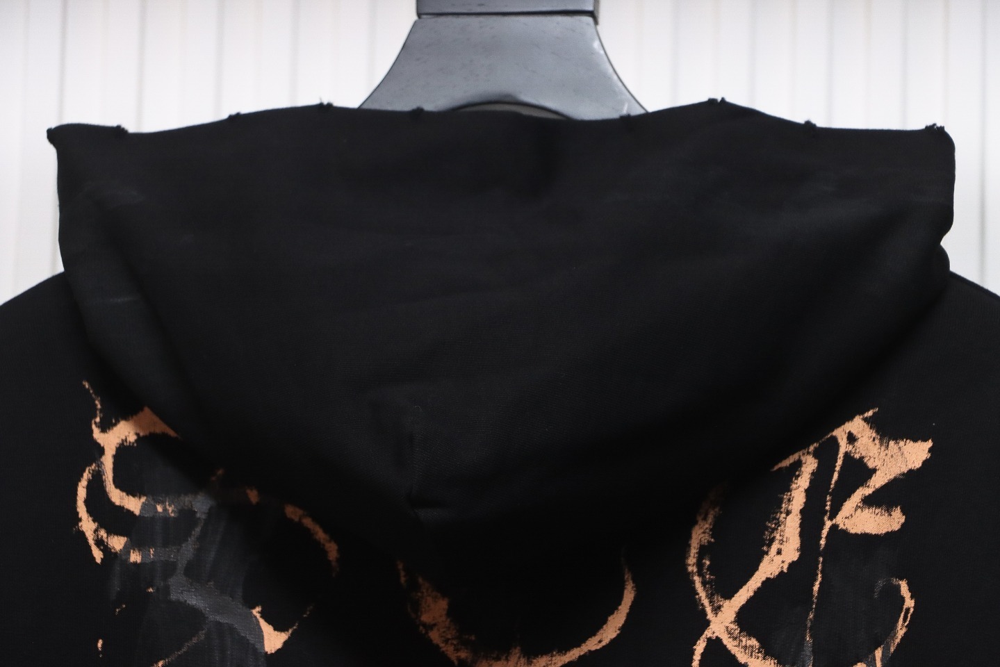 Balenciaga Metal Logo Printed Splattered Cotton Hoodie Black Brown