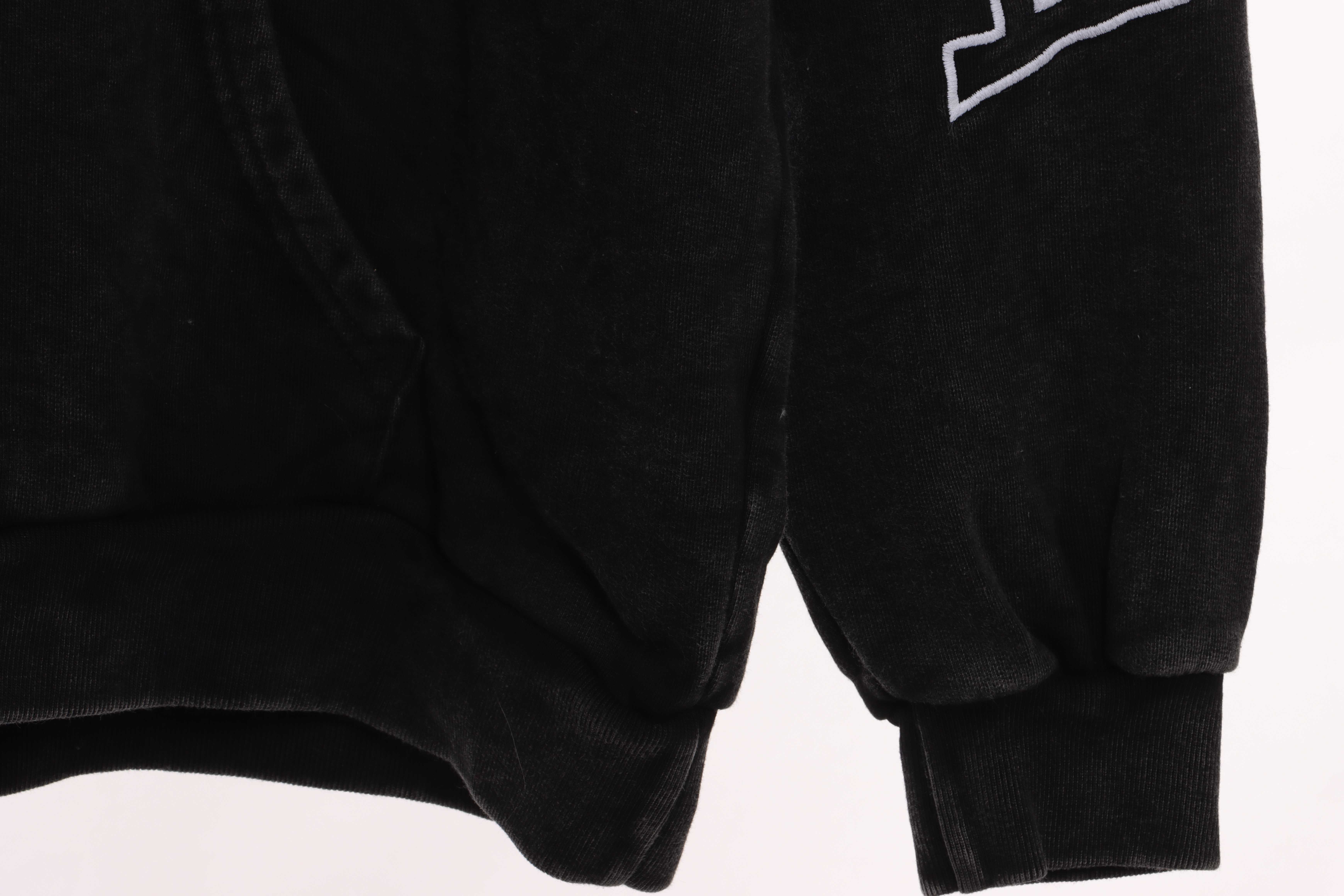 Coco Shoes Balenciaga Logo Embroidered Hoodie Washed Black/White