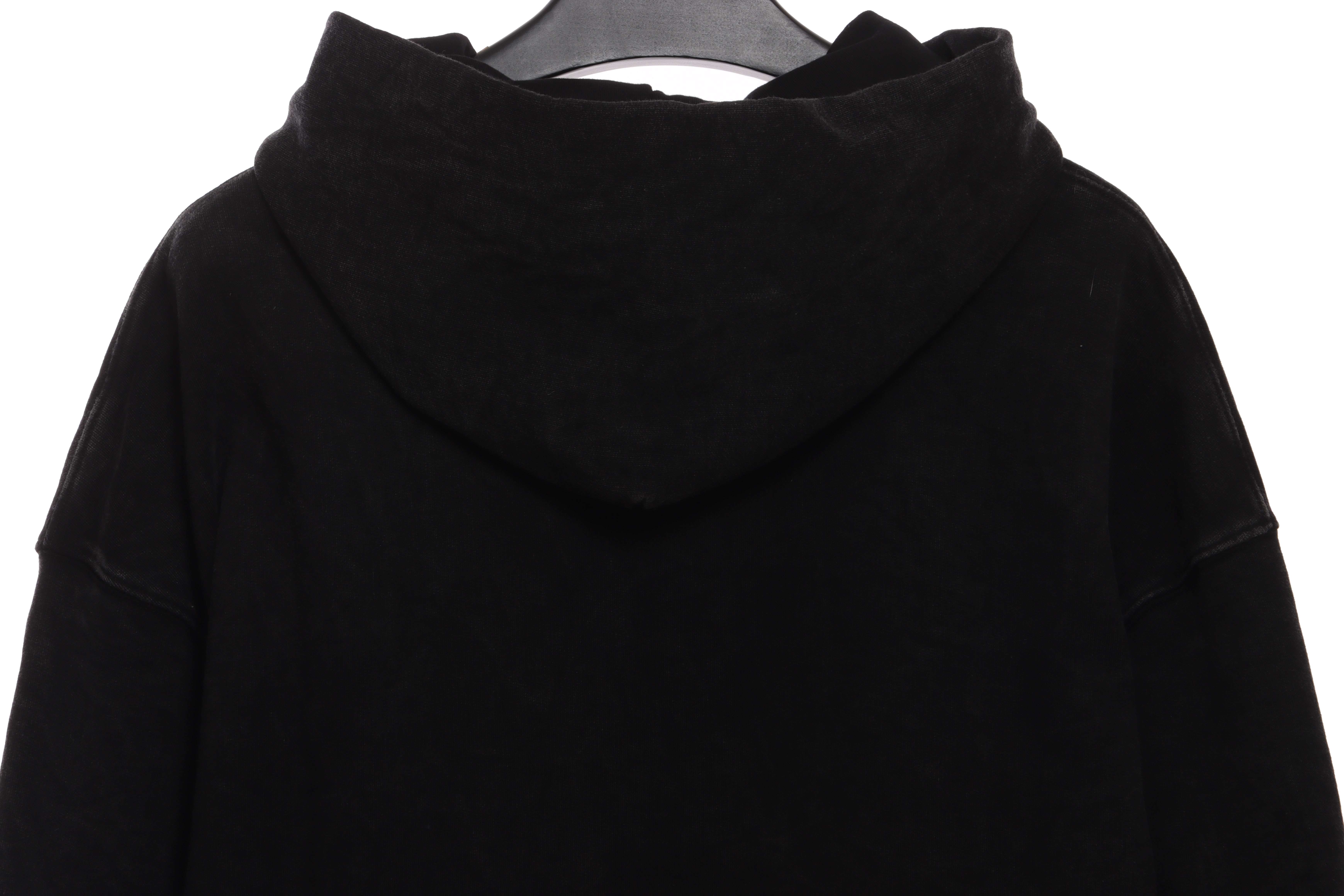 Coco Shoes Balenciaga Logo Embroidered Hoodie Washed Black/White