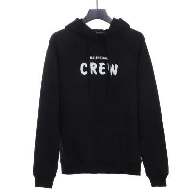 Balenciaga Crew Hoodie In Black Cotton 01