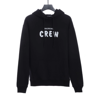 Balenciaga Crew Hoodie In Black Cotton 01