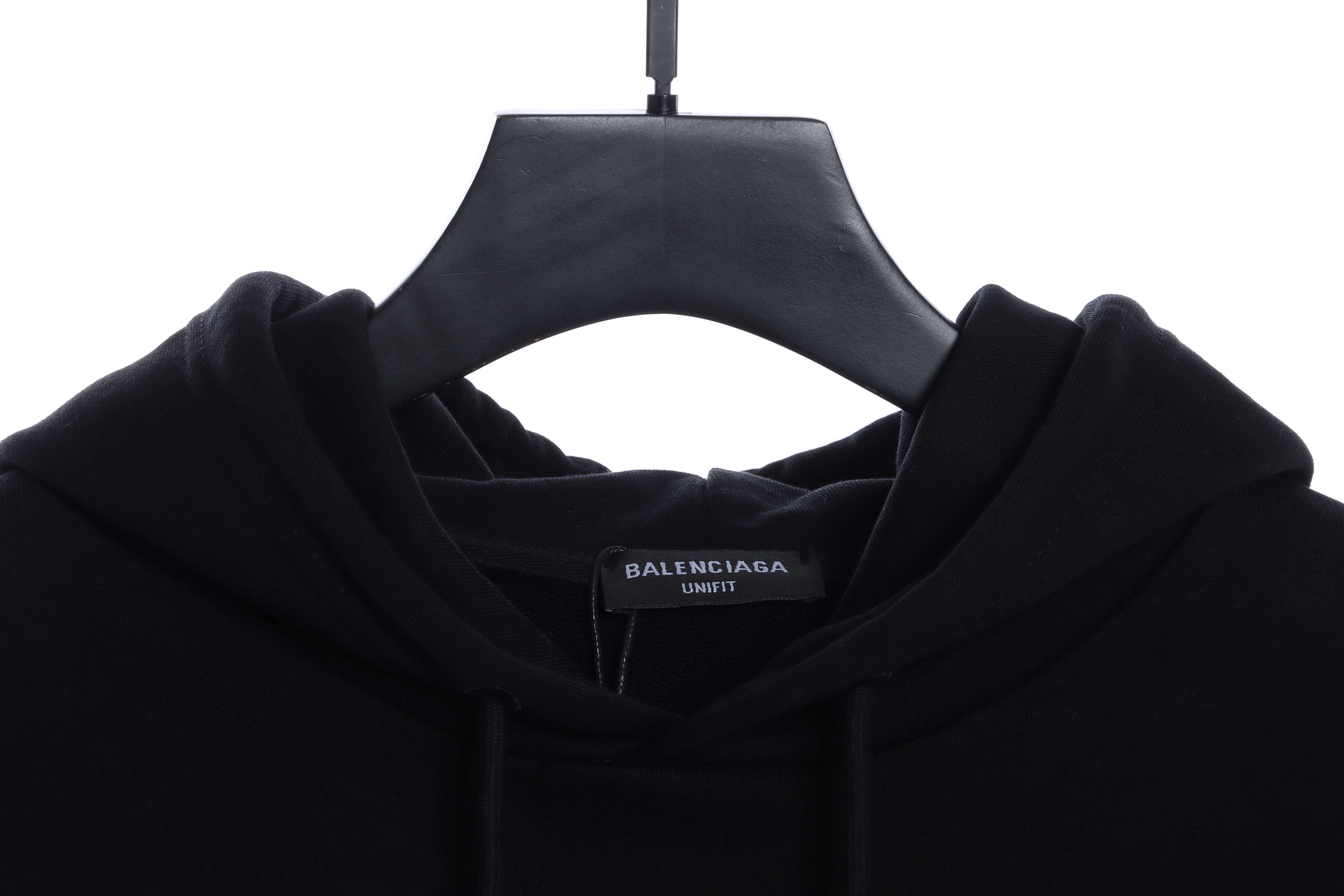Balenciaga Crew Hoodie In Black Cotton