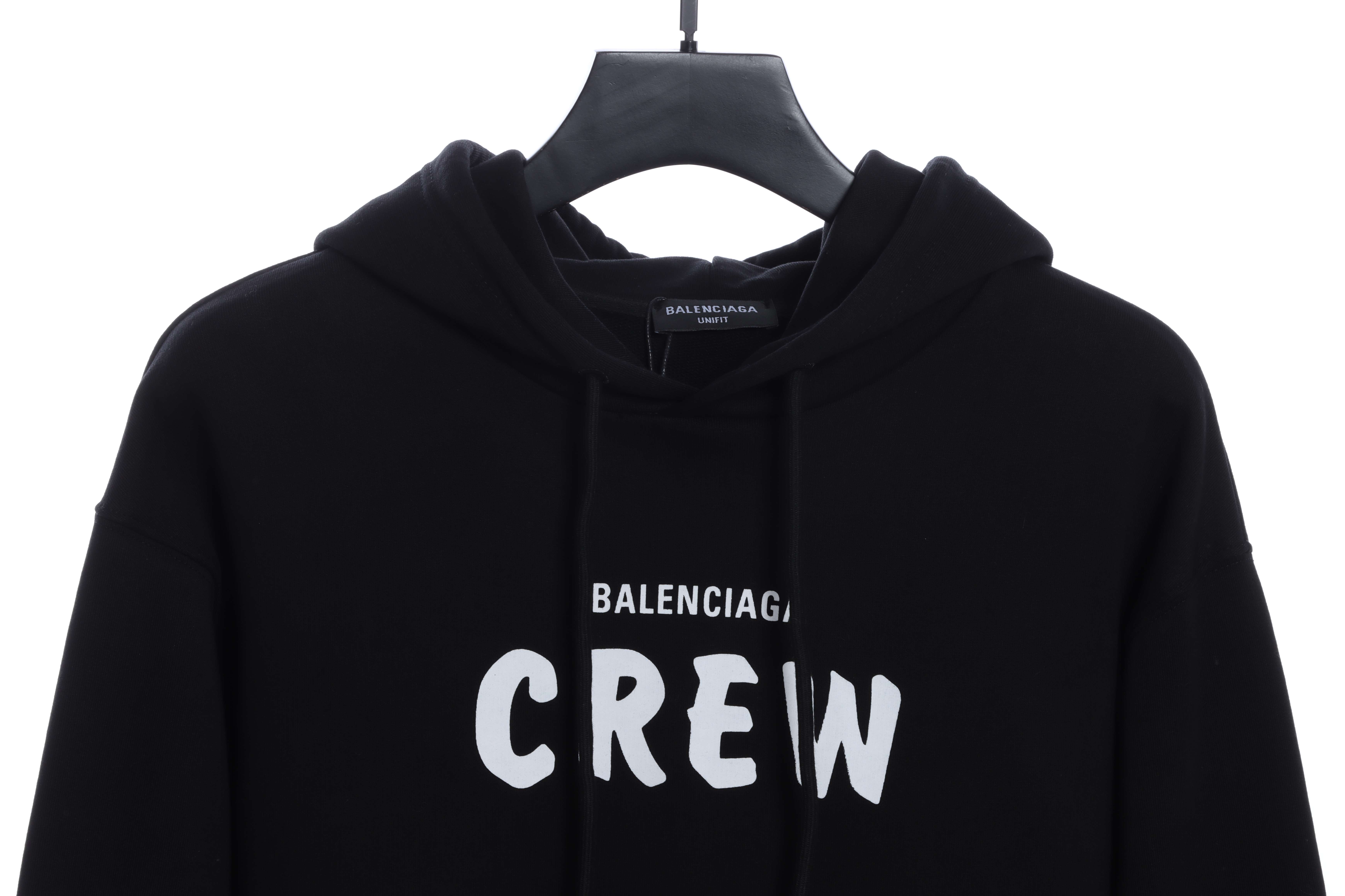 Balenciaga Crew Hoodie In Black Cotton