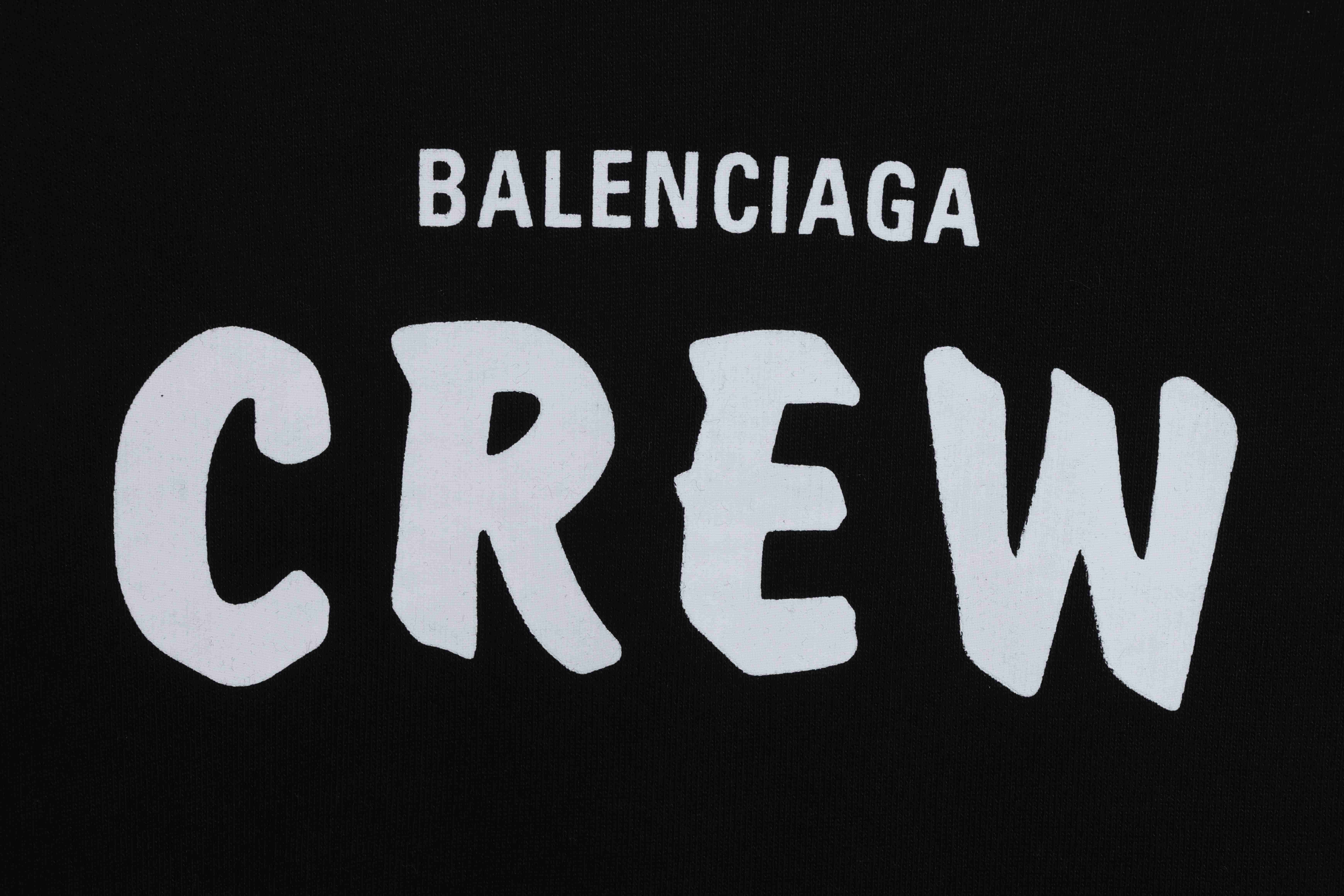 Balenciaga Crew Hoodie In Black Cotton