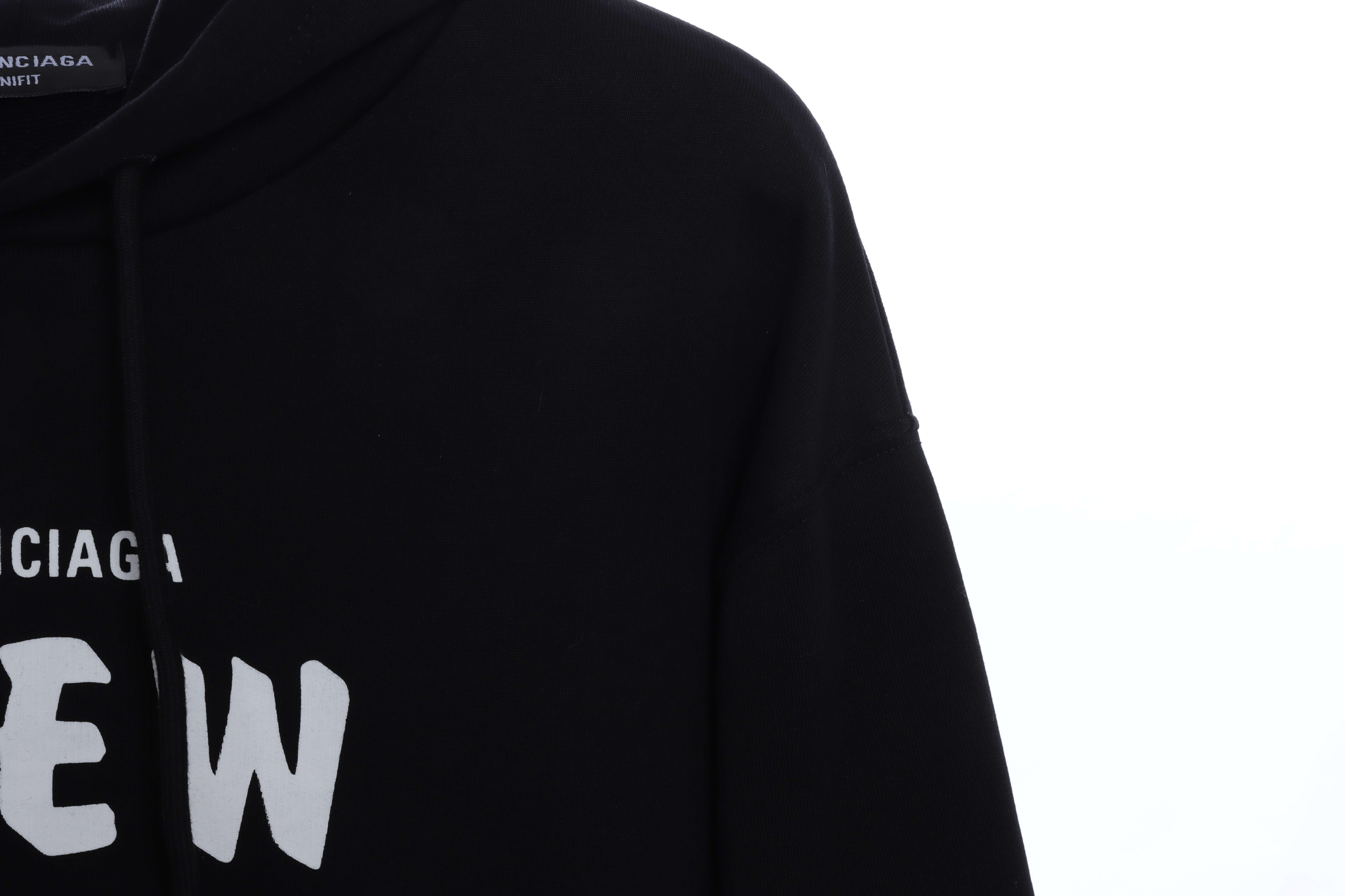 Balenciaga Crew Hoodie In Black Cotton