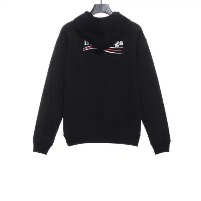 Balenciaga Embroidered Printed Cotton Hoodie Black 02