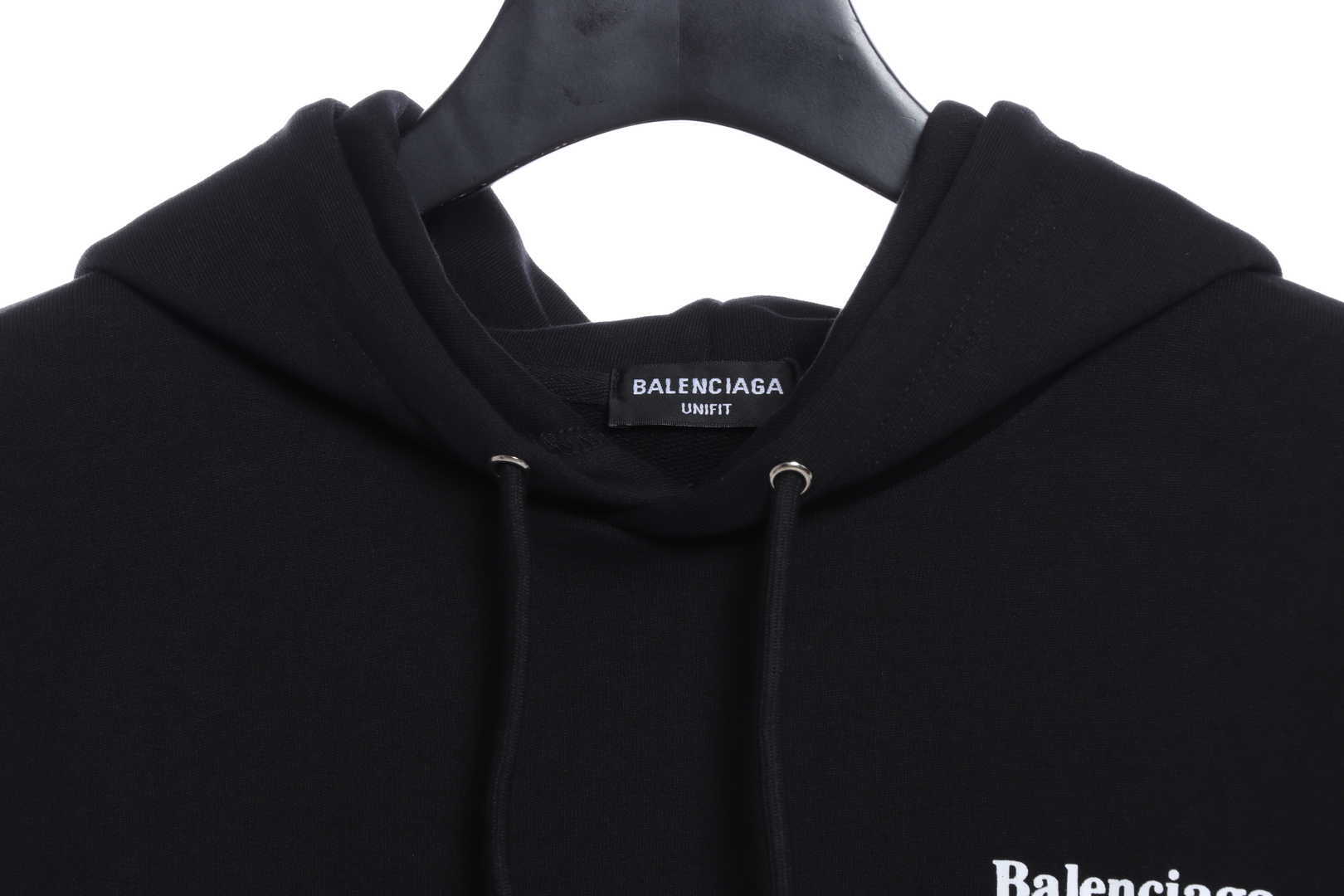 Balenciaga Embroidered Printed Cotton Hoodie Black
