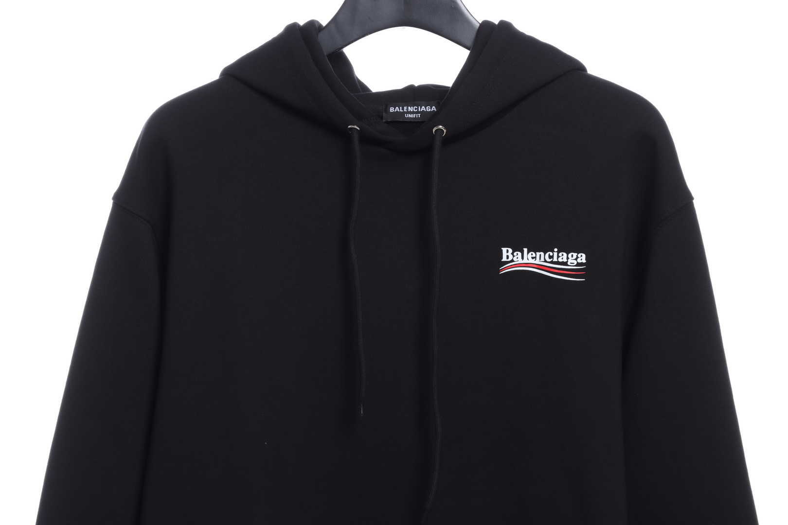 Balenciaga Embroidered Printed Cotton Hoodie Black