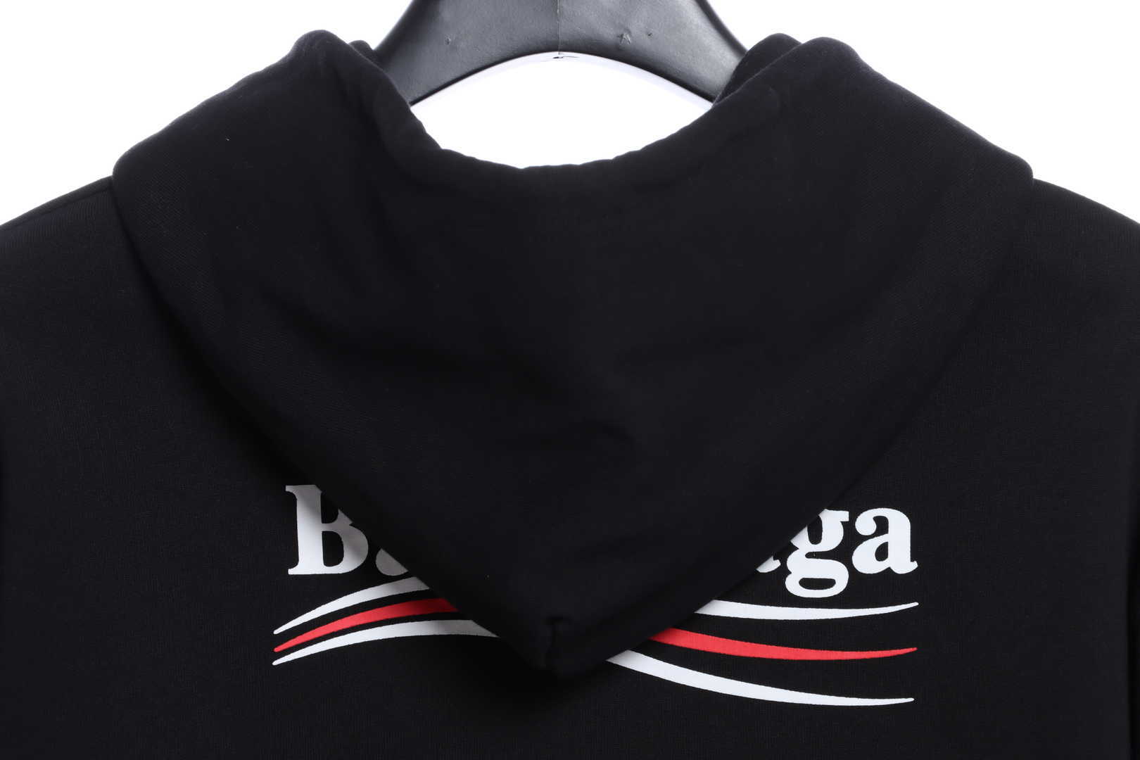 Balenciaga Embroidered Printed Cotton Hoodie Black