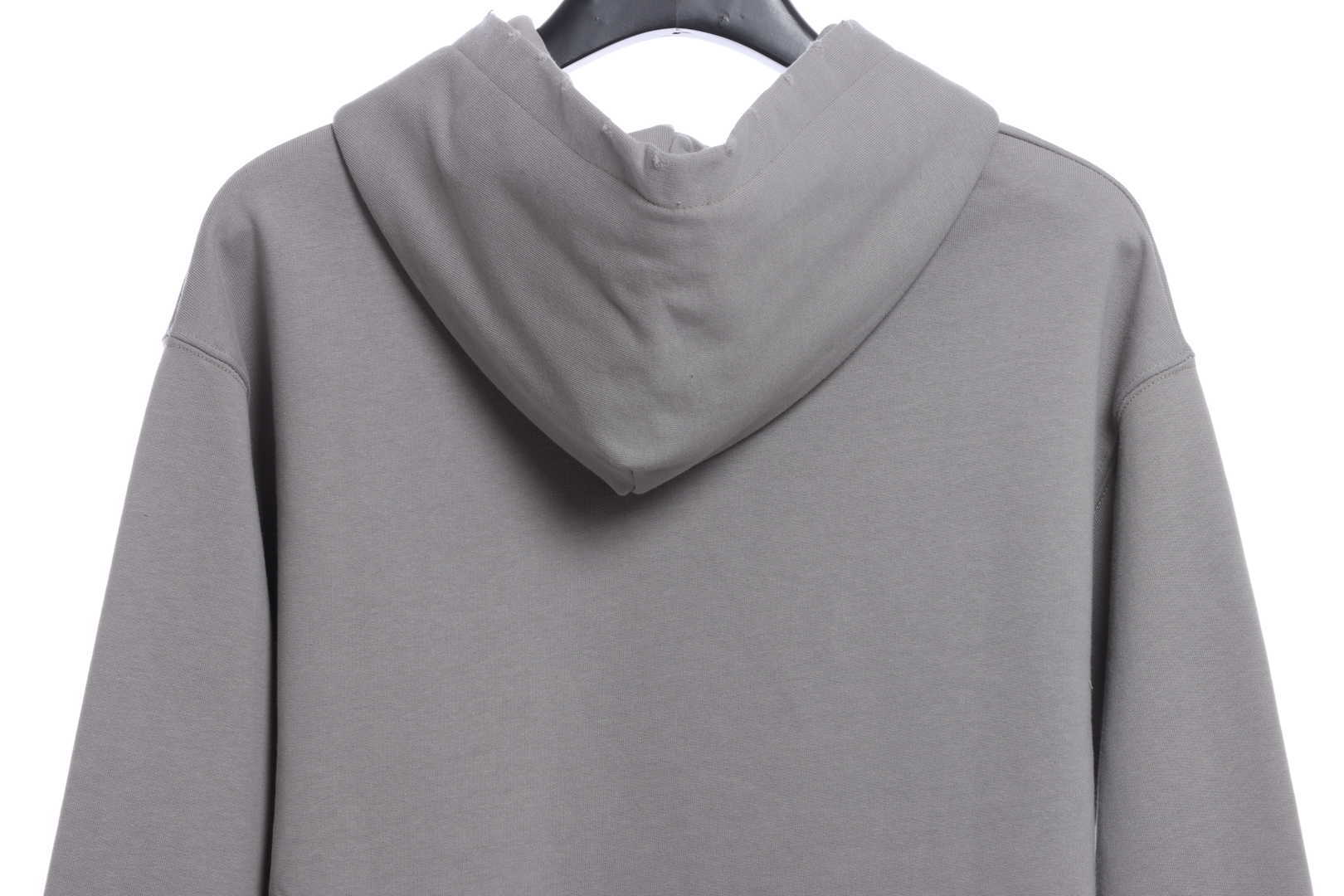 Balenciaga Grey Logo Printed Cotton Knit Hoodie