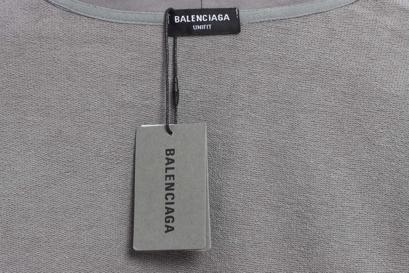 Balenciaga Grey Logo Printed Cotton Knit Hoodie