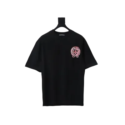 Chrome Hearts Red/White Overlapping Horseshoe Print Black T-Shirt  02