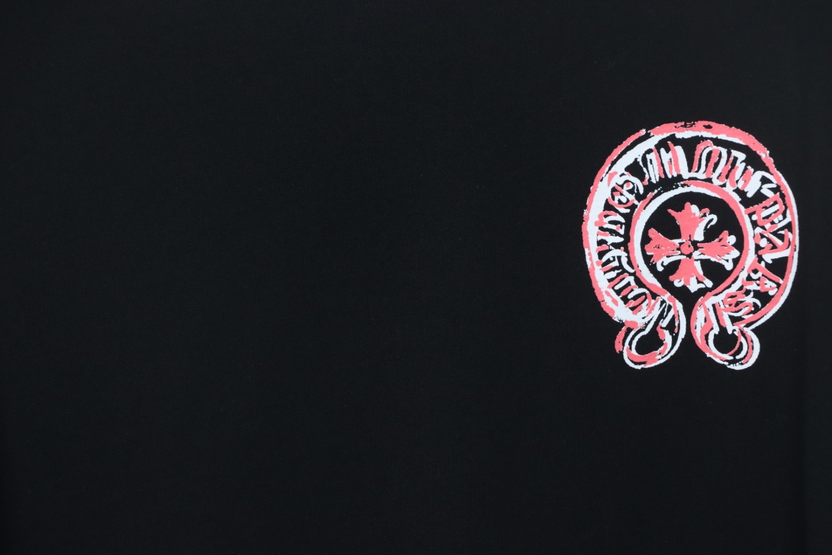 Chrome Hearts Red/White Overlapping Horseshoe Print Black T-Shirt 