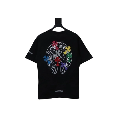 Chrome Hearts Rainbow Cross T-Shirt Black 01