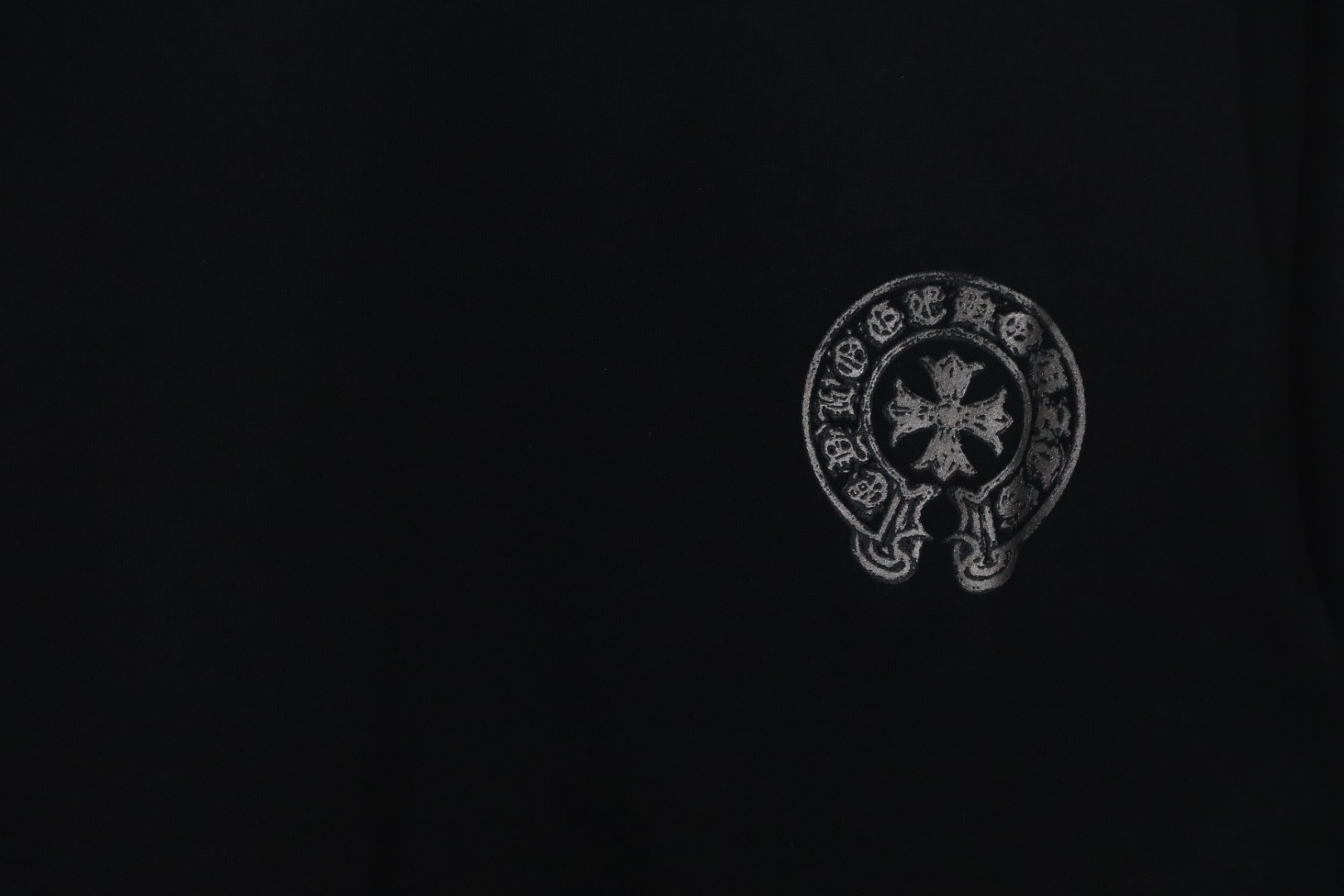 Coco Shoes Chrome Hearts Silver Horseshoe Print Black T-shirt