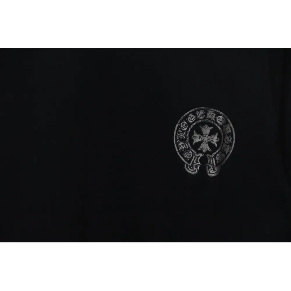 Chrome Hearts Silver Horseshoe Print Black T-shirt