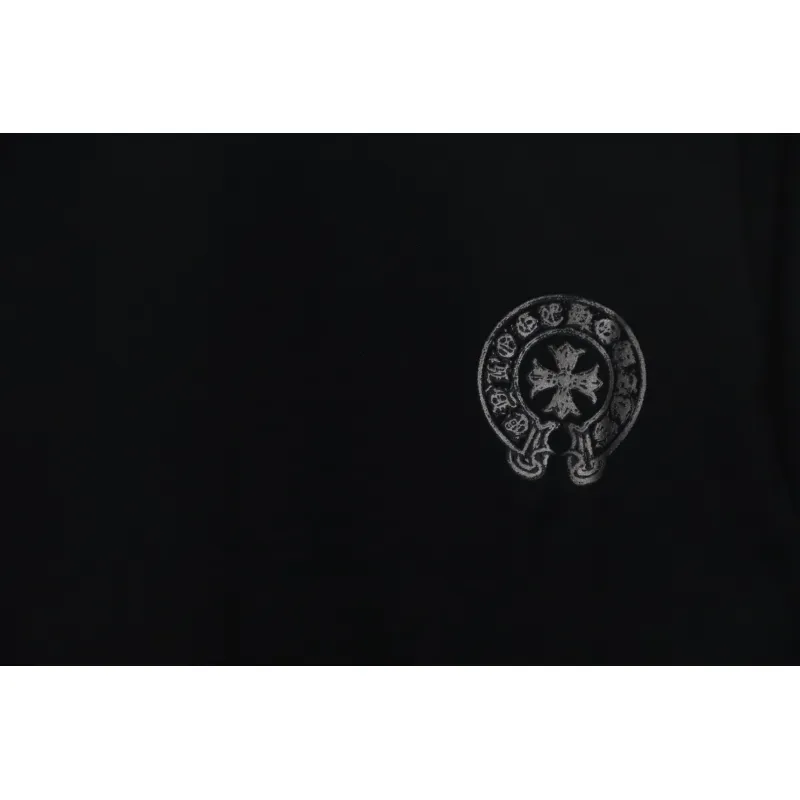 Chrome Hearts Silver Horseshoe Print Black T-shirt