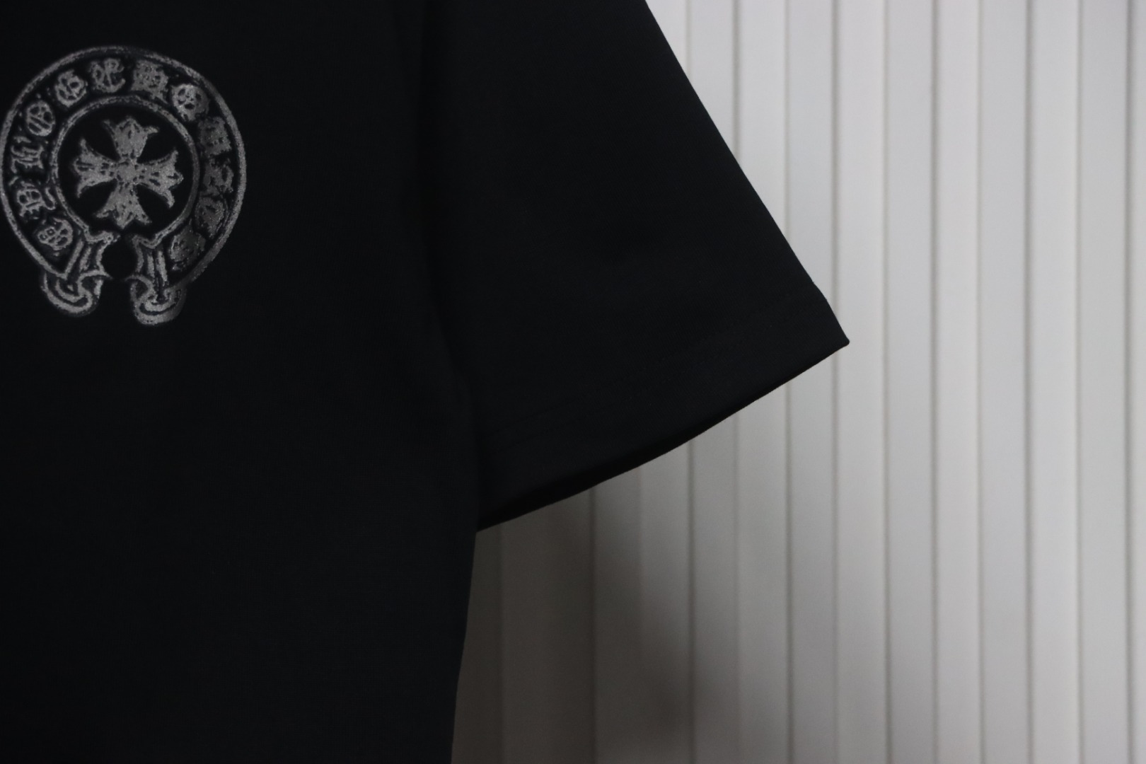 Coco Shoes Chrome Hearts Silver Horseshoe Print Black T-shirt