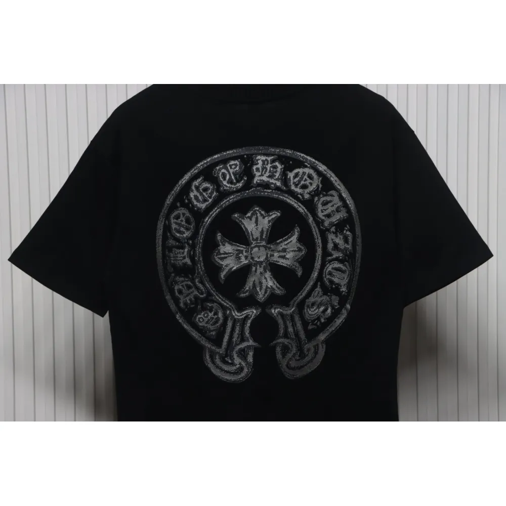 Chrome Hearts Silver Horseshoe Print Black T-shirt