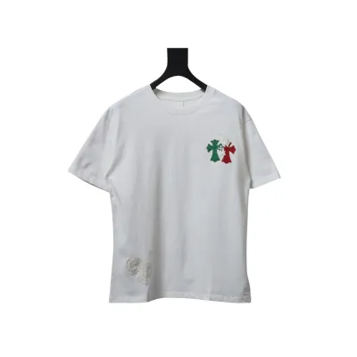 Chrome Hearts Red/Green Small Cross T-shirt White 01