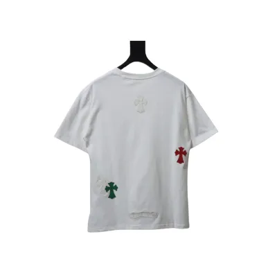 Chrome Hearts Red/Green Small Cross T-shirt White 02