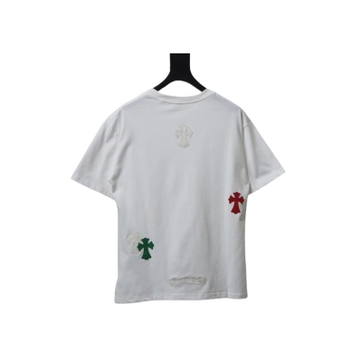 Chrome Hearts Red/Green Small Cross T-shirt White 02