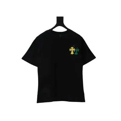 Chrome Hearts Yellow/Green Small Cross T-shirt Black 01