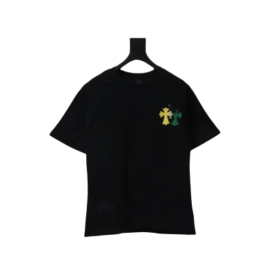 Chrome Hearts Yellow/Green Small Cross T-shirt Black 01