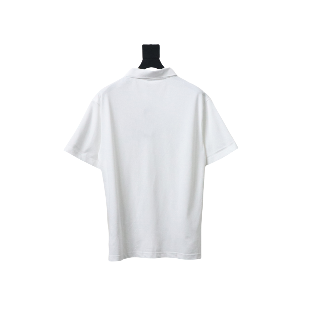 Coco Shoes Dior Little Blue Cat Embroidery Cotton Pique White Polo Shirt