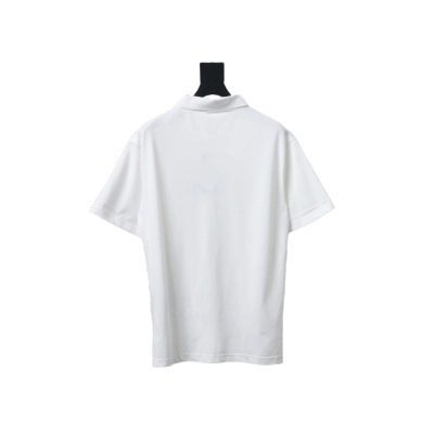 Coco Shoes Dior Little Blue Cat Embroidery Cotton Pique White Polo Shirt 02