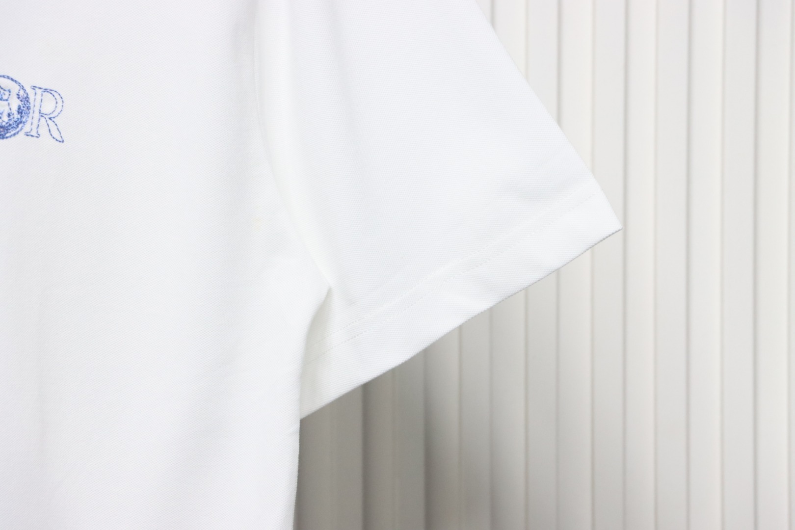 Coco Shoes Dior Little Blue Cat Embroidery Cotton Pique White Polo Shirt