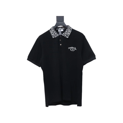 Coco Shoes Dior CD Embroidery Logo Print Polo Shirt Black 01